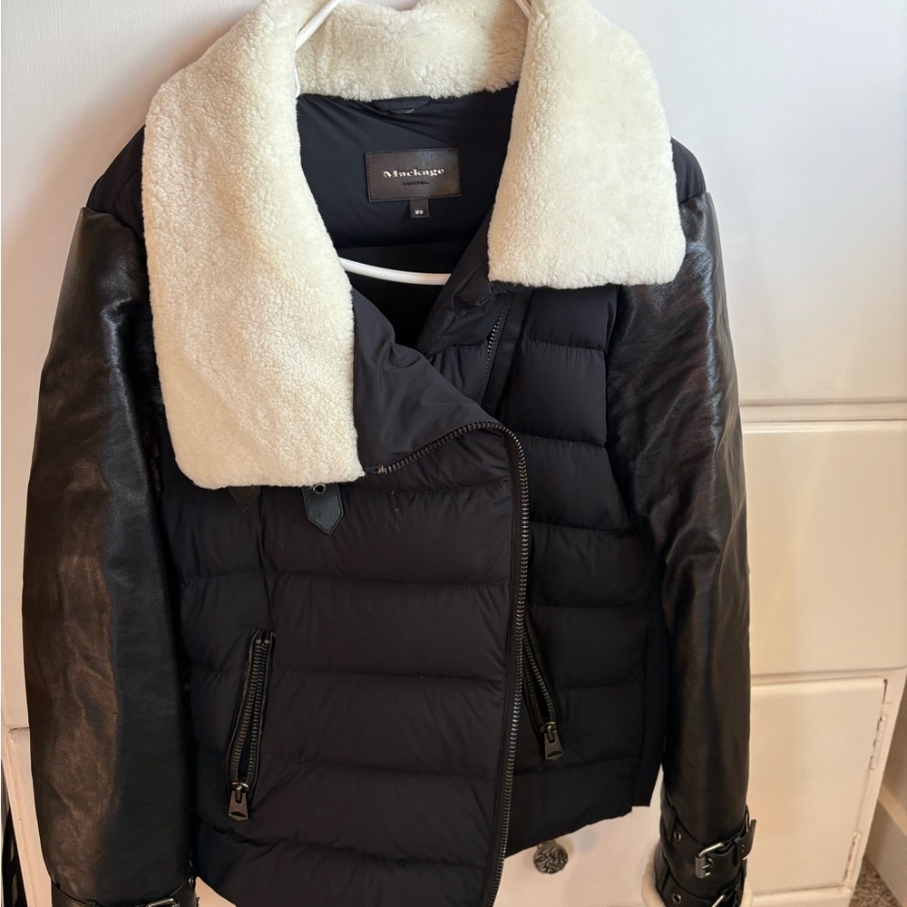 Mackage Black and Cream Women's Puffer Jacket